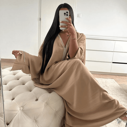 Satin Abaya Robe - Brown