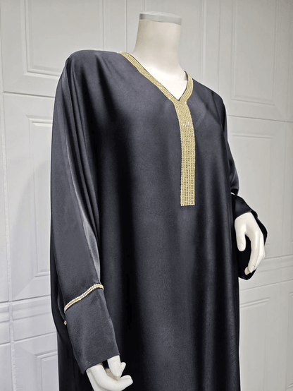 Satin Abaya Robe - Black