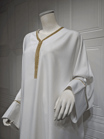 Satin Abaya Robe - White