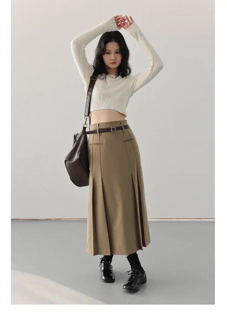 Mosaic British High Waist Pleated Skirt