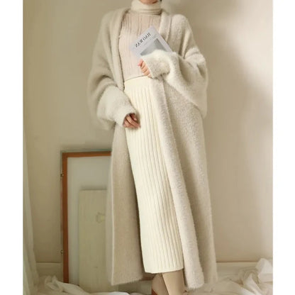 Mosaic Faux Mink Cashmere Cardigan