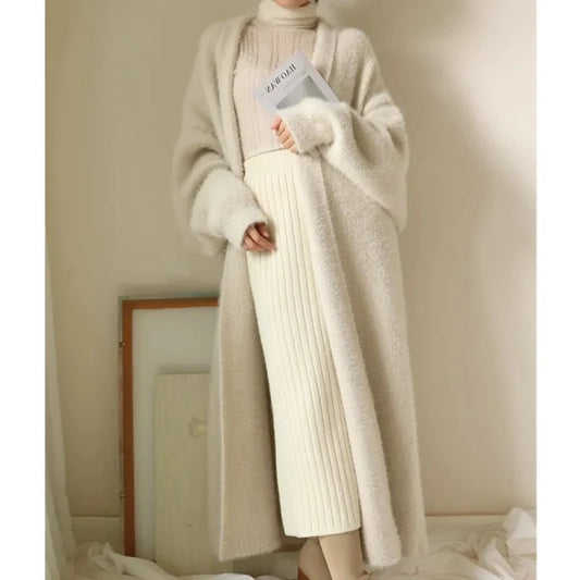 Mosaic Faux Mink Cashmere Cardigan