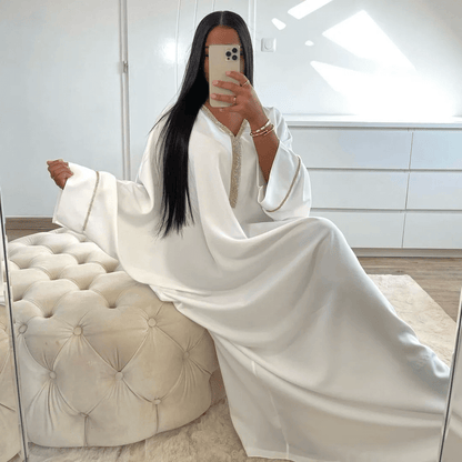 Satin Abaya Robe - White