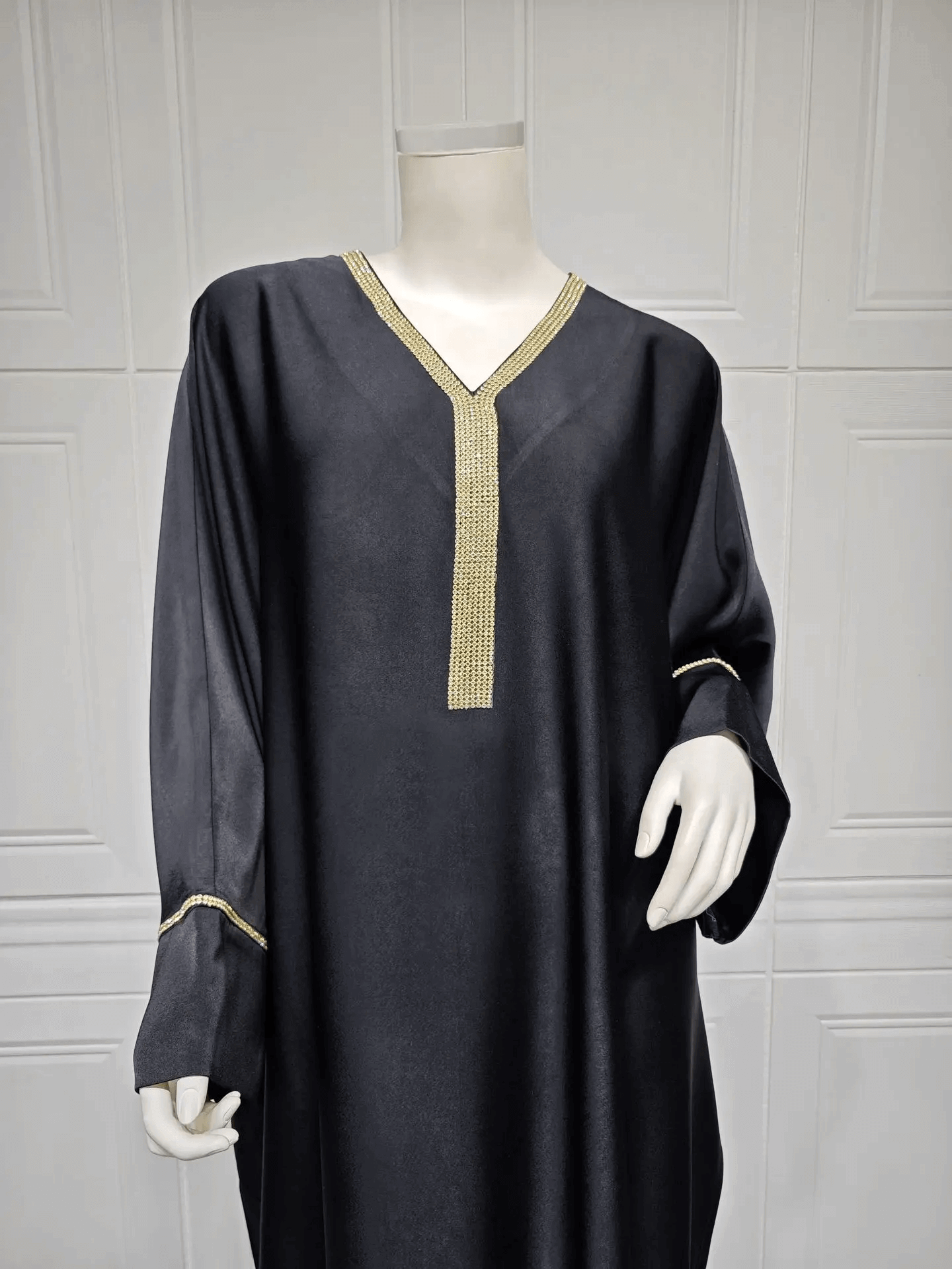 Satin Abaya Robe - Black