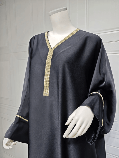 Satin Abaya Robe - Black