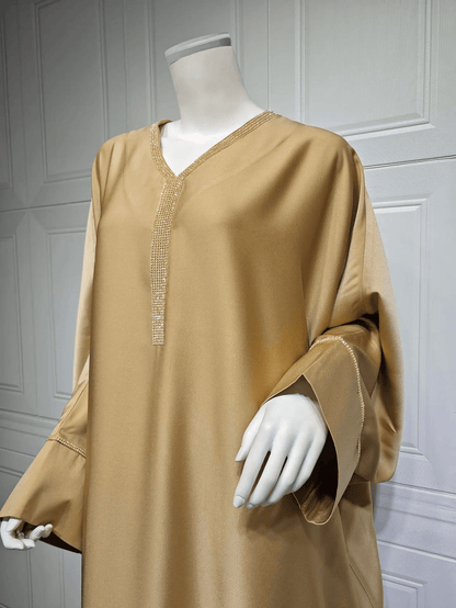 Satin Abaya Robe - Brown