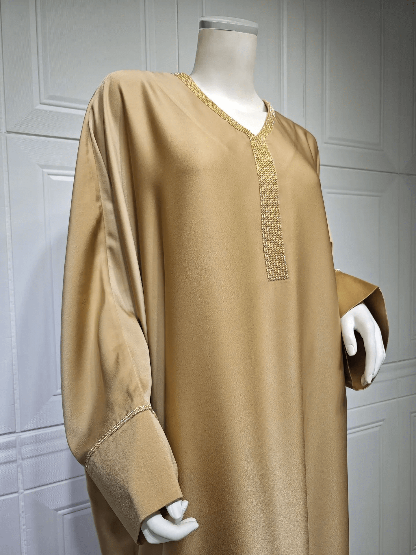 Satin Abaya Robe - Brown