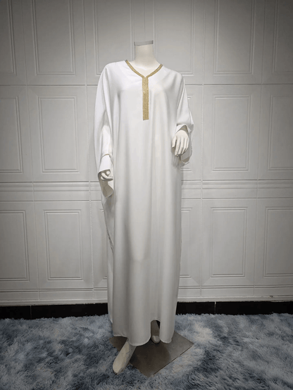 Satin Abaya Robe - White