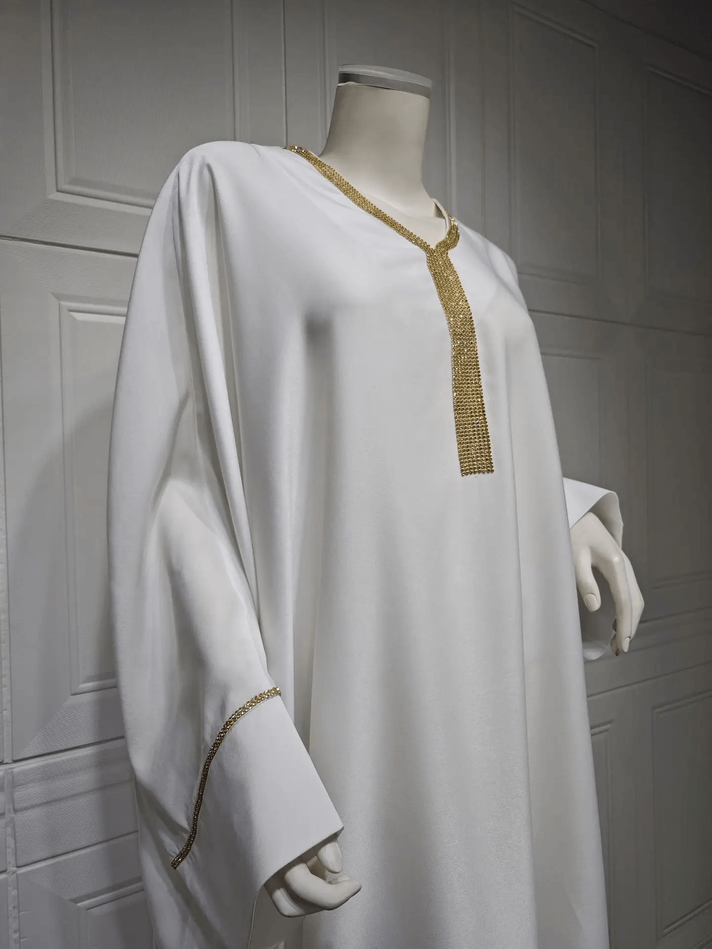 Satin Abaya Robe - White