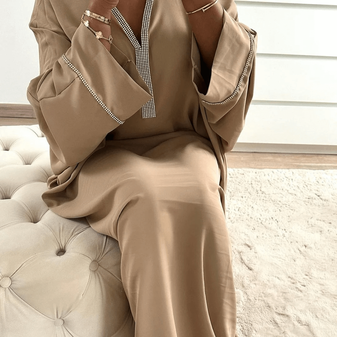 Satin Abaya Robe - Brown