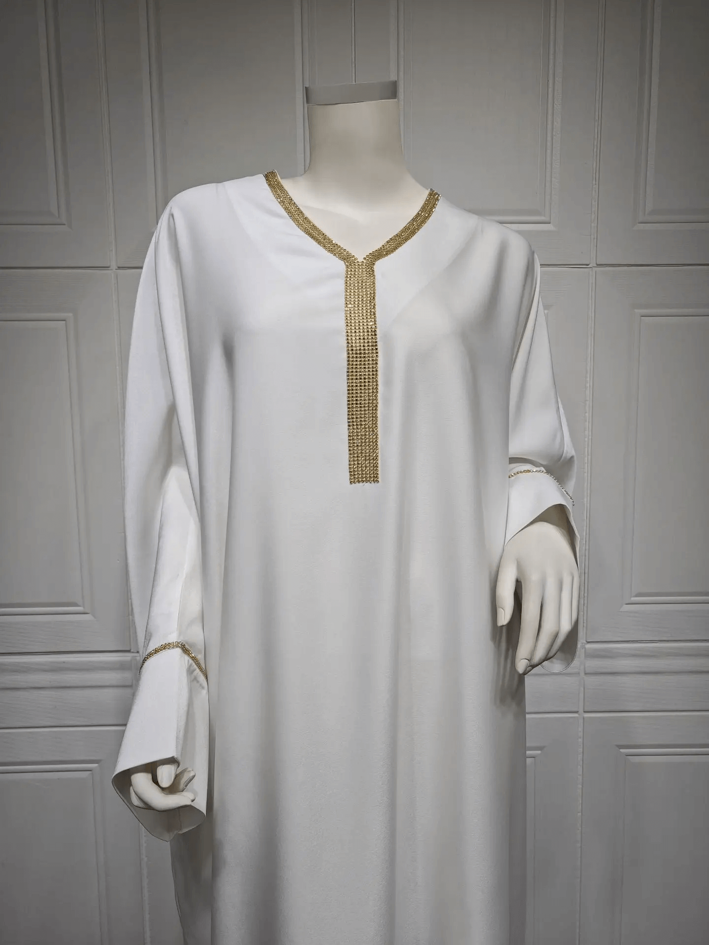 Satin Abaya Robe - White