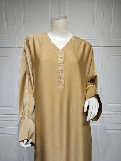 Satin Abaya Robe - Brown