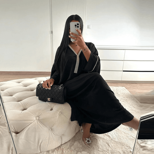 Satin Abaya Robe - Black