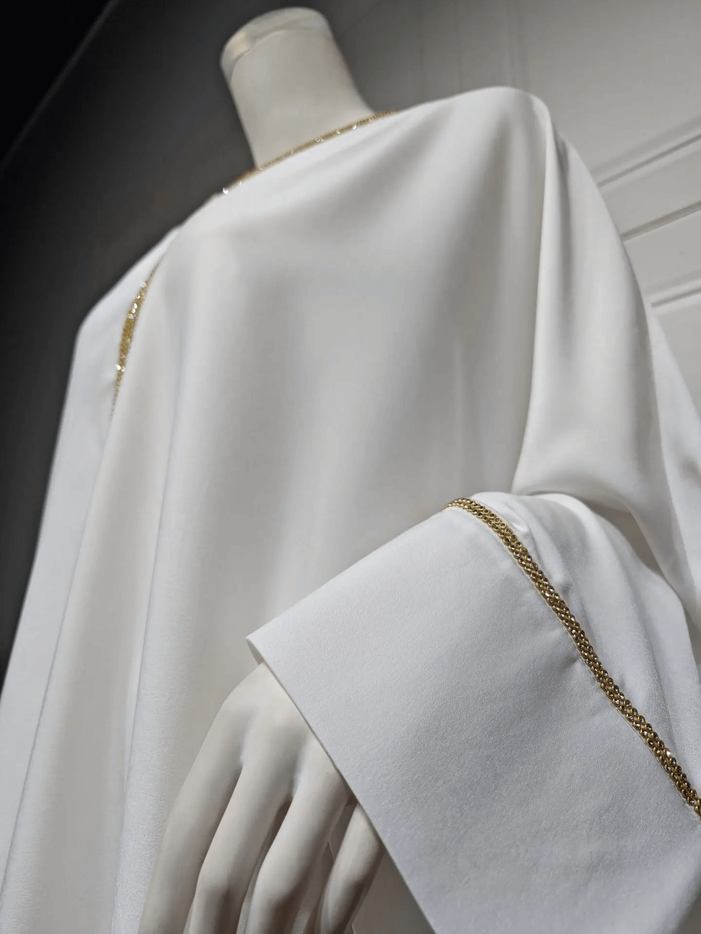 Satin Abaya Robe - White