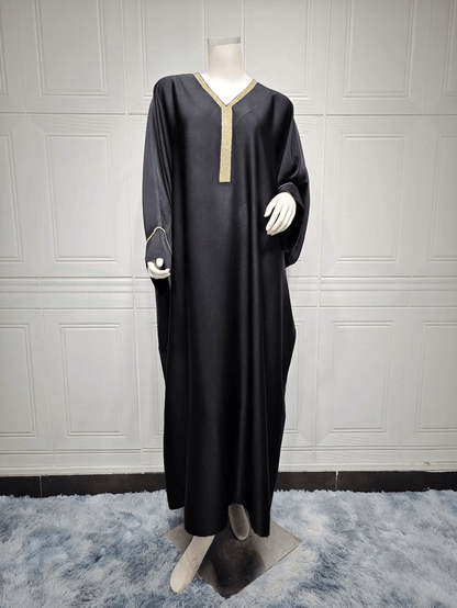 Satin Abaya Robe - Black