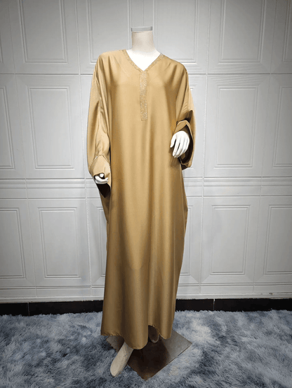 Satin Abaya Robe - Brown